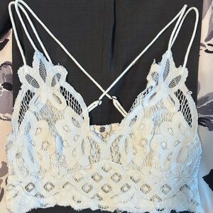 Free People FP One White Lace Bralette White Crochet Boho Festival Crop Top